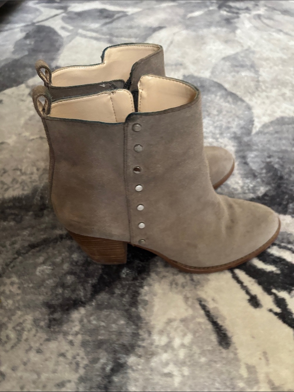 Women's Taupe Suede Ankle Boot with Stud Detail